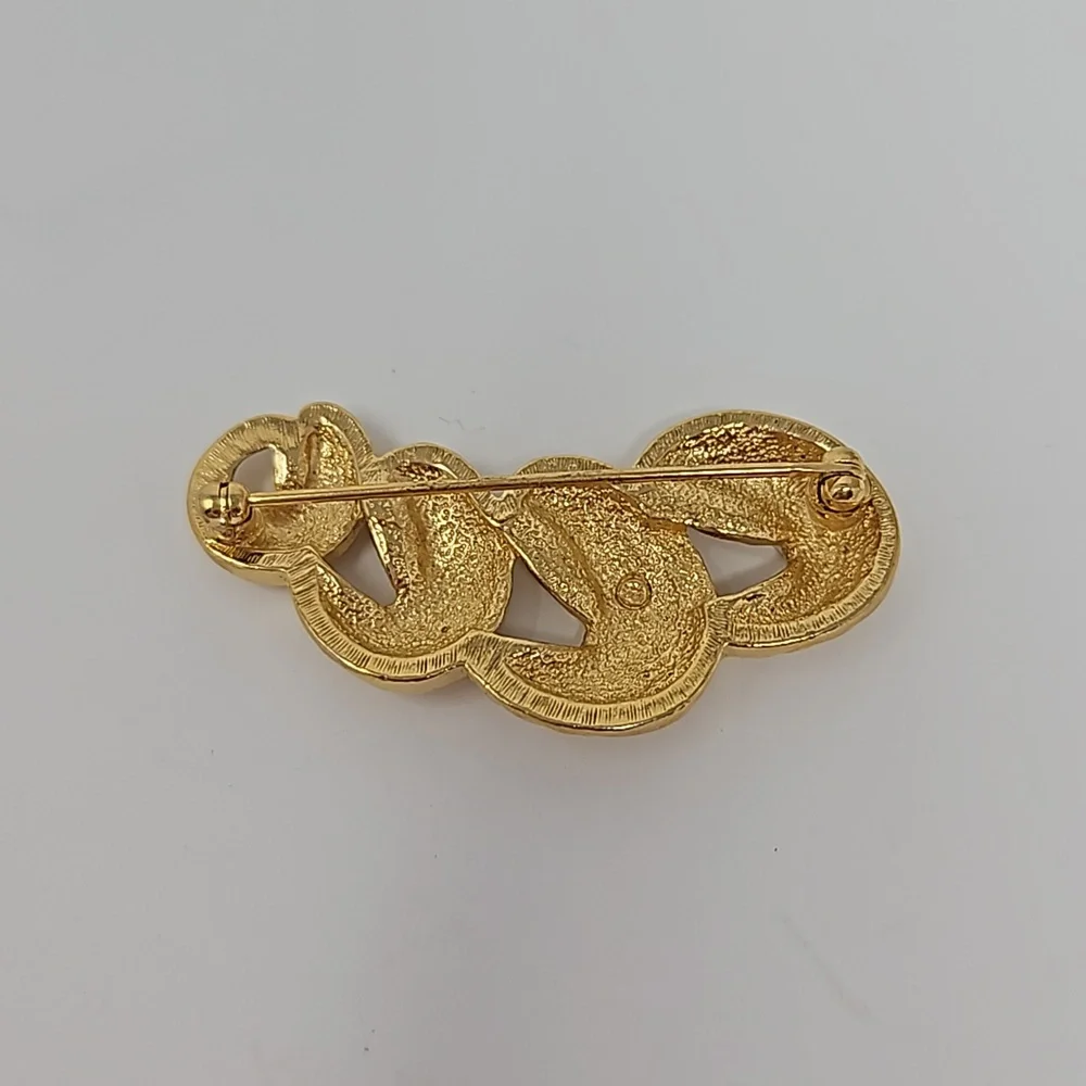 Avon Gold Tone Swirl Brooch Pin Textured